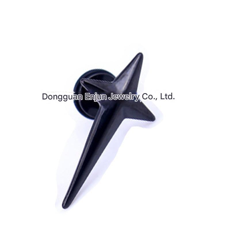 Trendy titanium steel cross earrings in black colour