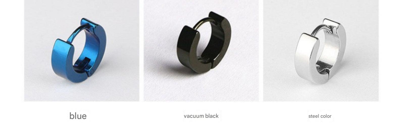 Hypoallergenic titanium circle earrings in blue