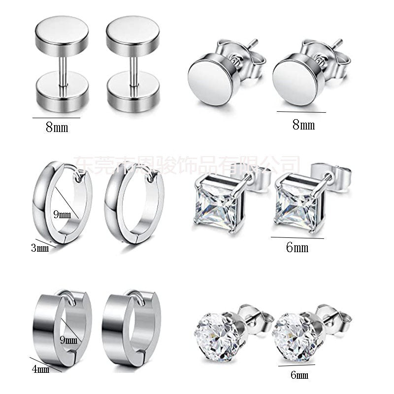 Dumbbell earrings with zirconia stone