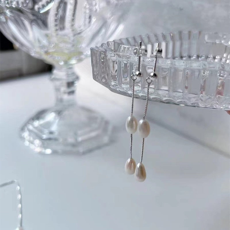S925 silver natural freshwater pearl Y-chain necklace image 7