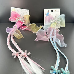 Delicate handmade children's hair clip with ribbons