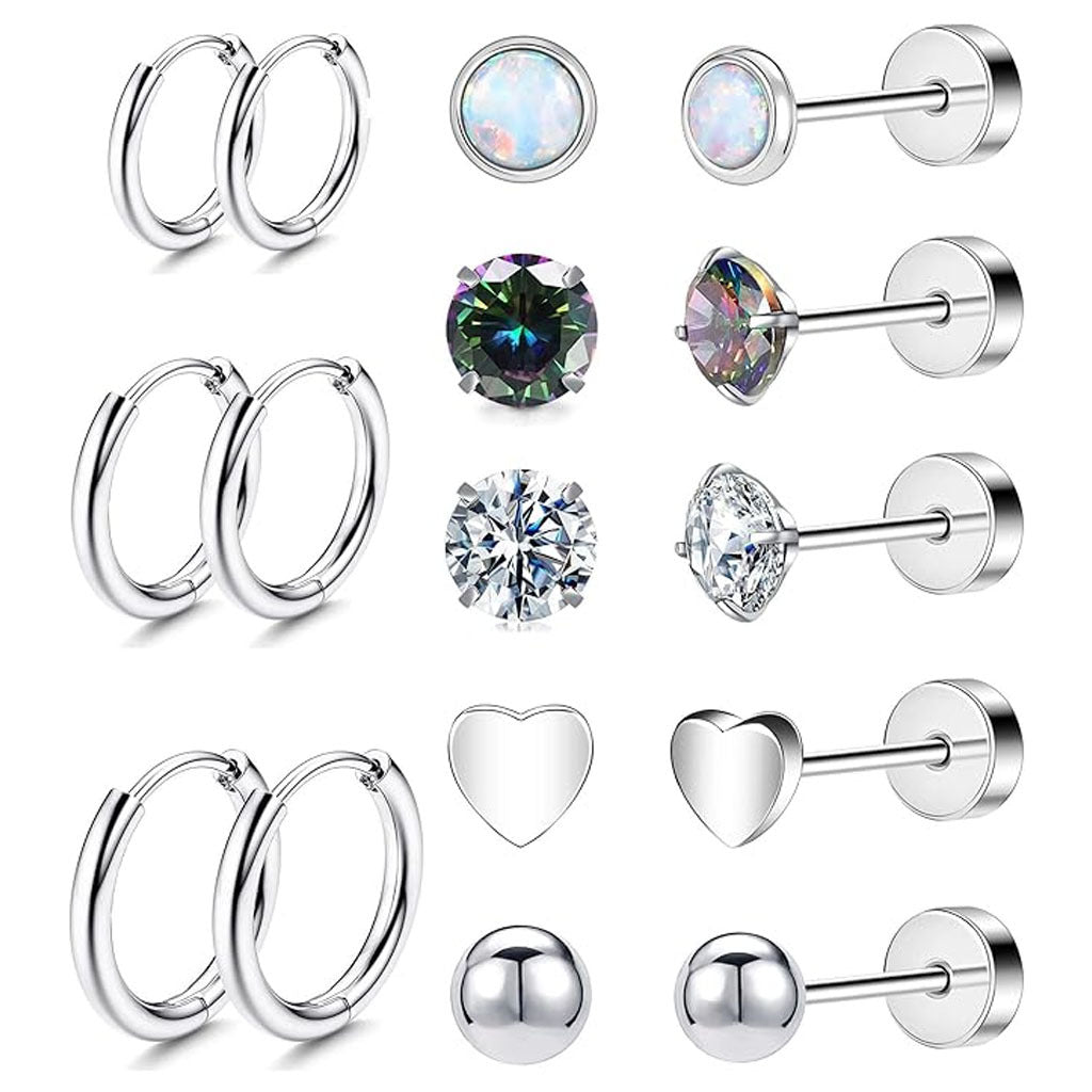 Stylish Stainless Steel Geometric Earrings Set Image 9