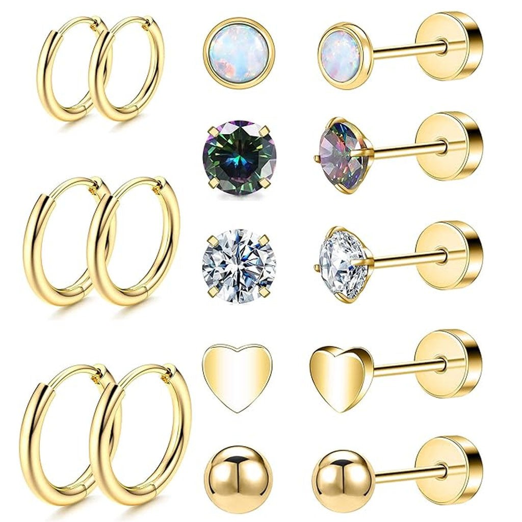 Stylish Stainless Steel Geometric Earrings Set Image 10