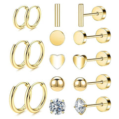 Stylish Stainless Steel Geometric Earrings Set Image 2