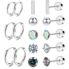 Stylish Stainless Steel Geometric Earrings Set Image 3