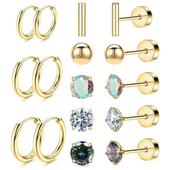 Stylish Stainless Steel Geometric Earrings Set Image 4