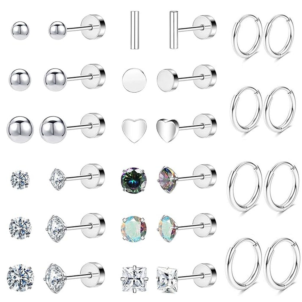 Stylish Stainless Steel Geometric Earrings Set Image 5