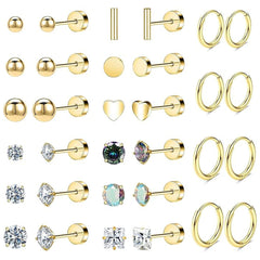 Stylish Stainless Steel Geometric Earrings Set Image 6