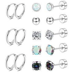 Stylish Stainless Steel Geometric Earrings Set Image 8