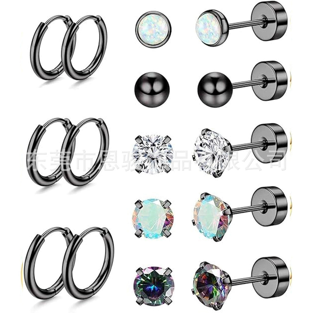 Stylish Stainless Steel Geometric Earrings Set Image 2