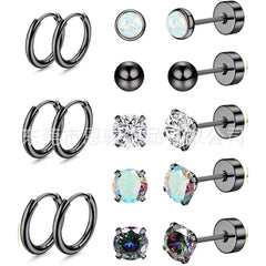 Stylish Stainless Steel Geometric Earrings Set Image 2