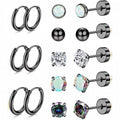 Stylish Stainless Steel Geometric Earrings Set Image 7