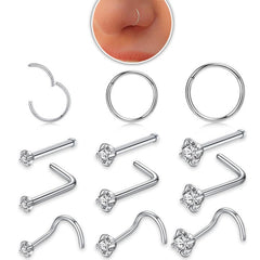 Trendy nose jewellery with sparkling zirconia