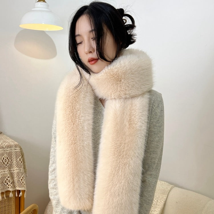 Faux fur long scarf elegantly draped