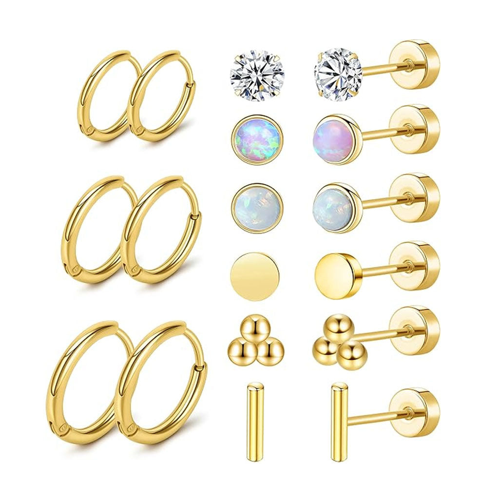 Stylish geometric earrings on a model