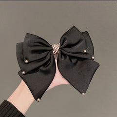 Large satin bow hair clip for women