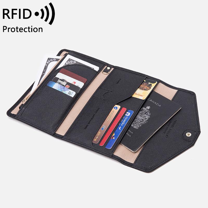 Coffee colour RFID blocking passport wallet