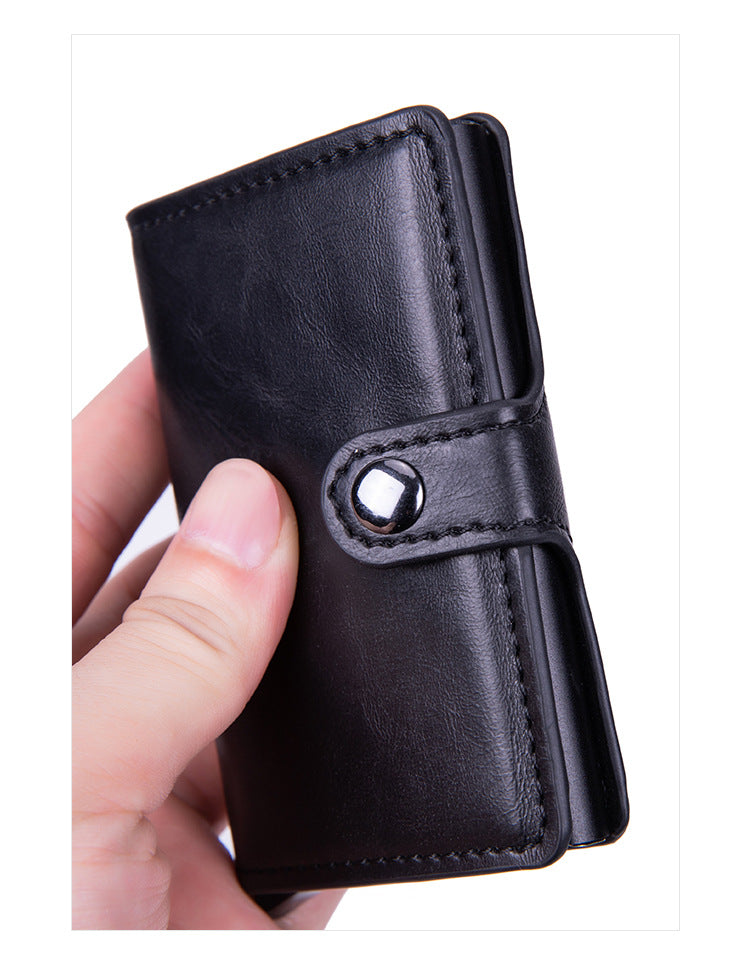 Anti-theft PU card holder in black colour