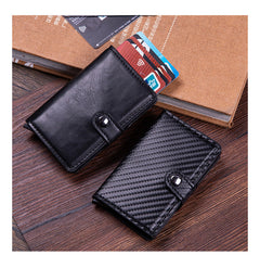 PU card holder opened with cash and cards