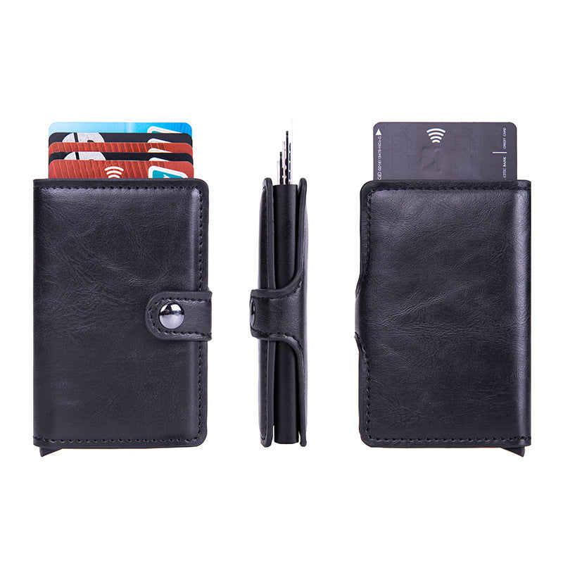 Close-up of PU card holder stitching