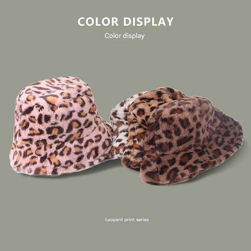 back view of leopard print fisherman hat