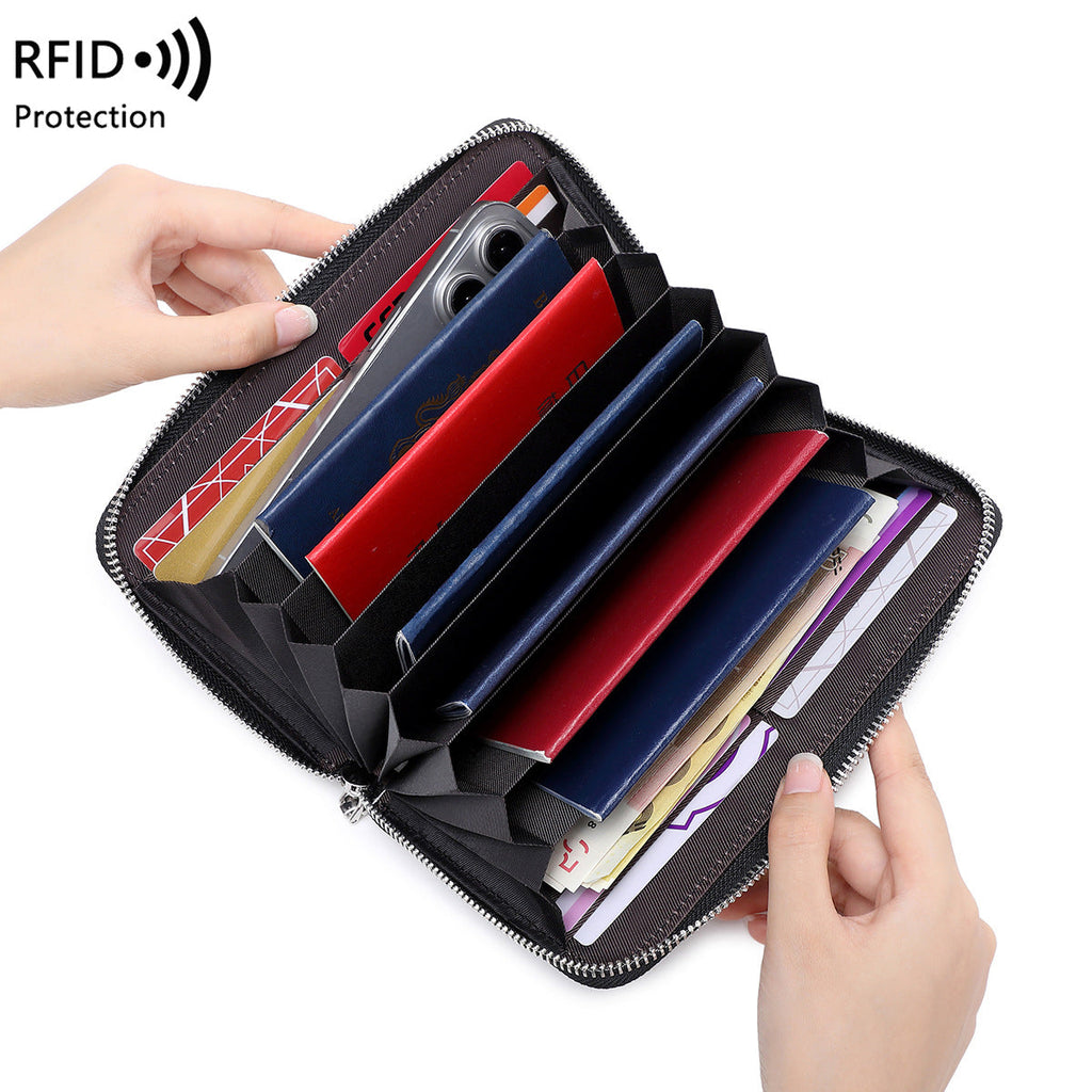 Stylish zipped leather wallet design in multiple colours