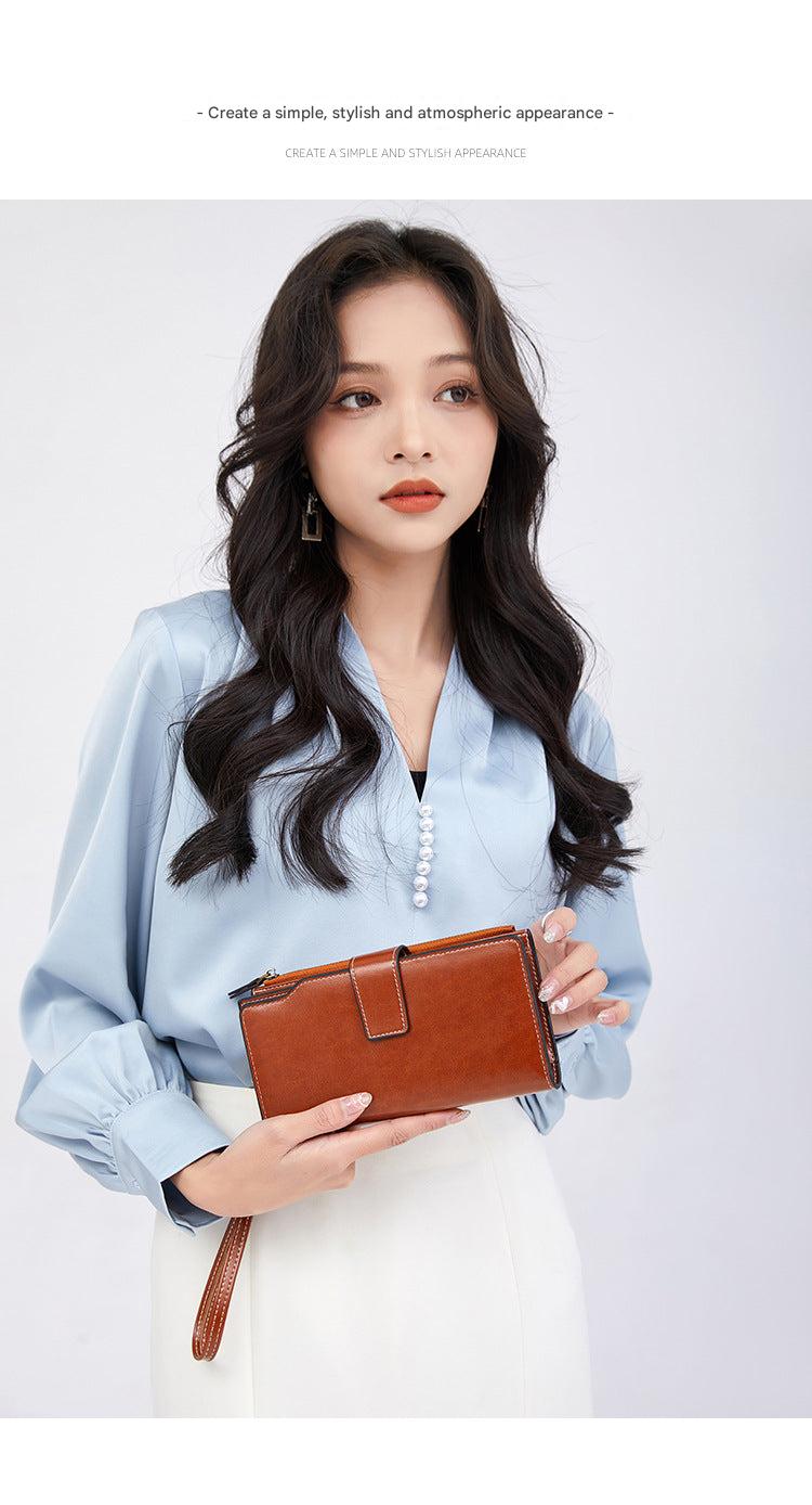 Women using Vintage PU Leather Wallet