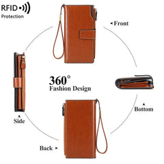 Elegant RFID Blocking Clutch Purse in Peacock Blue
