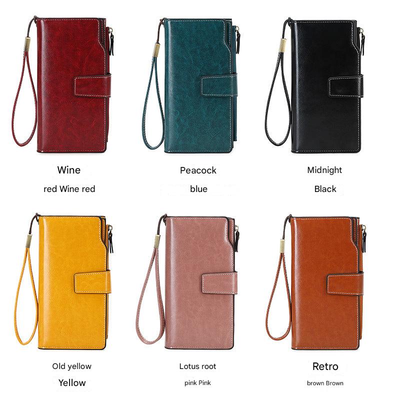 Spacious Vintage Wallet with Waterproof Design in Midnight Black