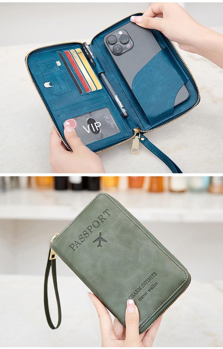 RFID passport holder in dark blue