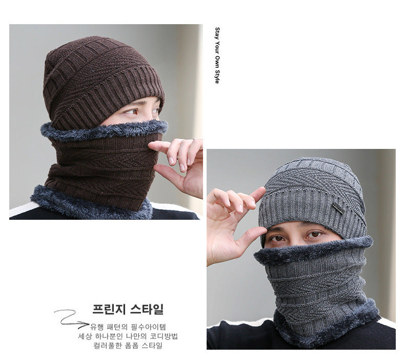 Men's winter warm knit beanie hat in black