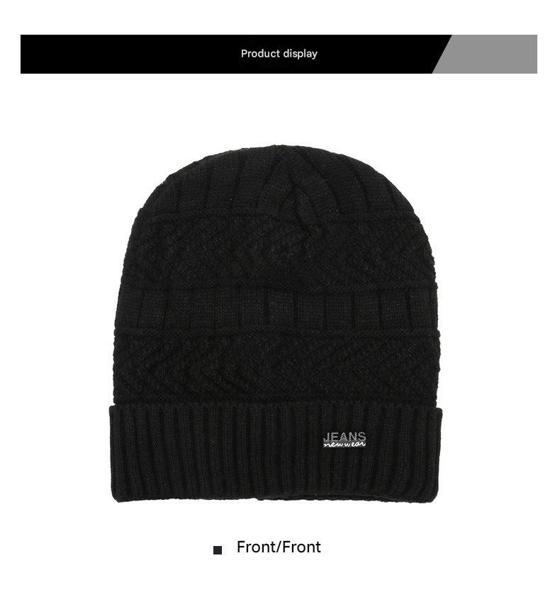 Navy knitted beanie and neck warmer set