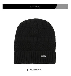 Navy knitted beanie and neck warmer set