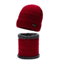 Navy knitted beanie and neck warmer set
