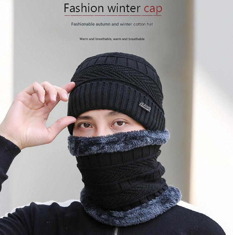 Men's winter hat set showing multiple colour options