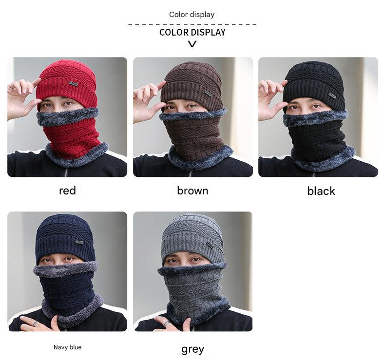 Close-up of men's beanie hat showing knit details