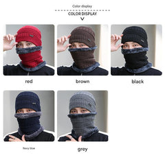Close-up of men's beanie hat showing knit details