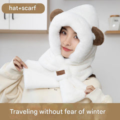 Close-up of adorable bear ear hat