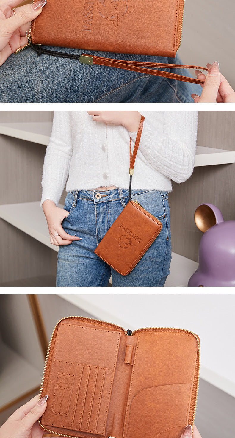 RFID passport holder in brown