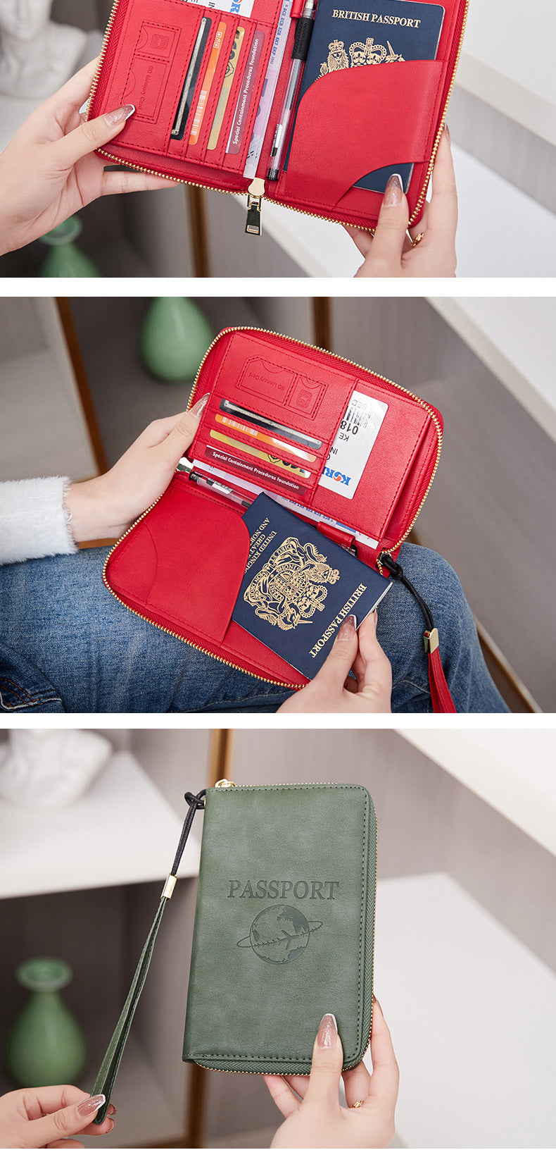 RFID passport holder in green