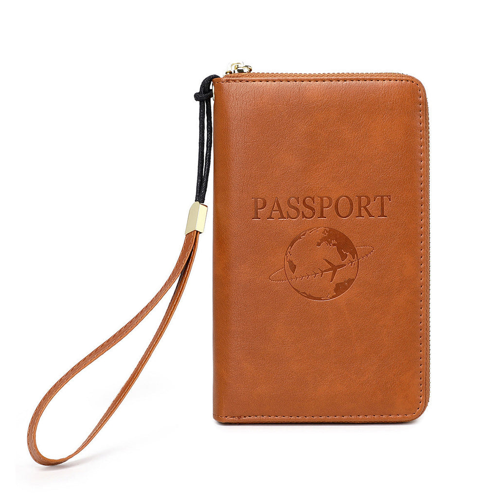 RFID passport holder open showing compartments
