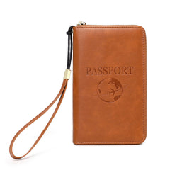 RFID passport holder open showing compartments