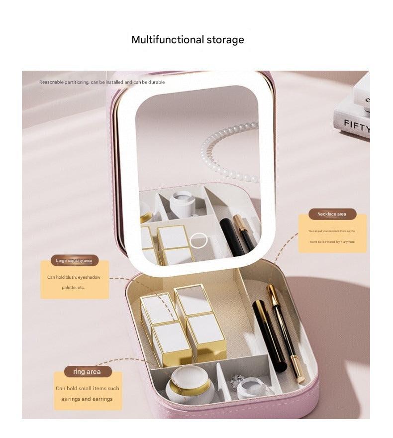 LED makeup organiser with mirror