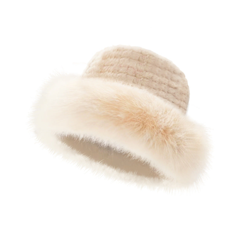 Cozy winter knitted beanie hat for women in white