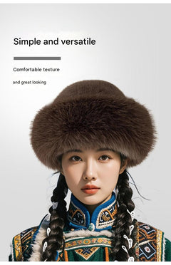 Chic Mongolian style fisherman cap in coffee colour