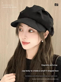 Elegant black beret hat for winter