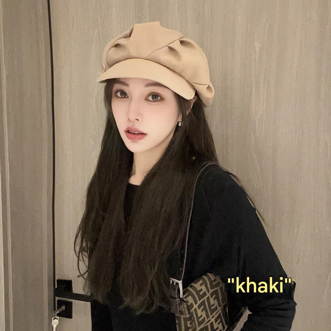Elegant black beret hat for winter