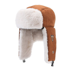 Stylish winter earflap hat in gray colour