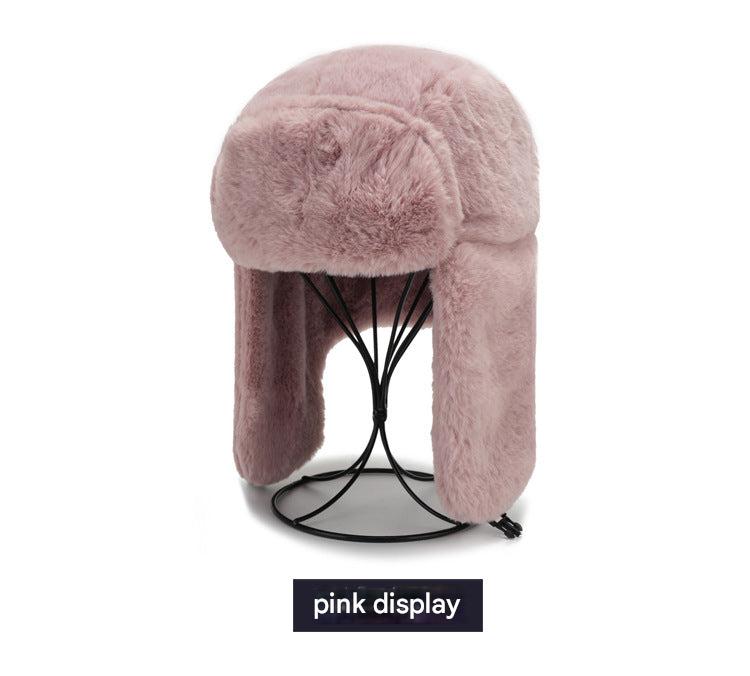 Stylish winter earflap hat in beige colour