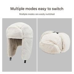 Stylish winter earflap hat in khaki colour